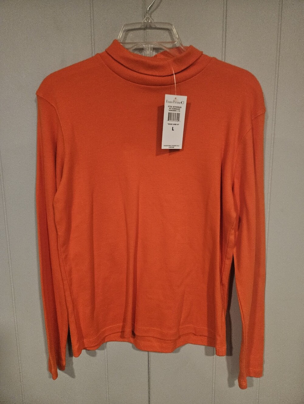 Evan Picone Turtleneck Pullover Shirt Womens Large Long Sleeve Cotton Orange NWT